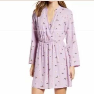 V neck long sleeves floral spring dress